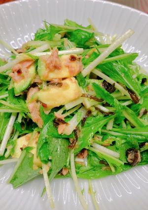 水菜塩昆布とアボカドシーチキンサラダ-レシピのメイン写真