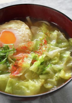 レタスと落とし卵の鶏だしうどん-レシピのメイン写真