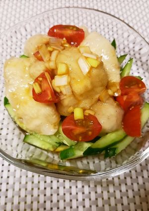 鶏むね肉でピリ辛ソースの水晶鶏-レシピのメイン写真