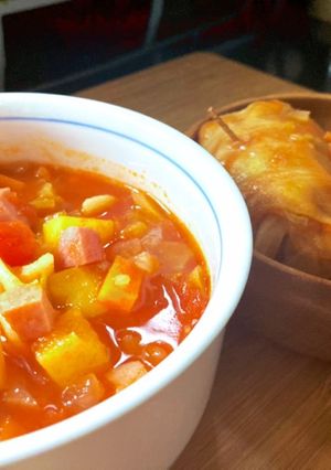 お鍋１つでミネストローネ&ロールキャベツ-レシピのメイン写真