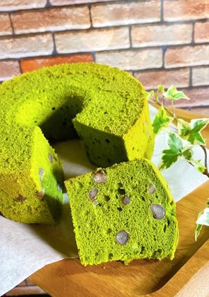 抹茶と小豆甘納豆のシフォンケーキ-レシピのメイン写真