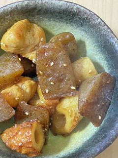 こんにゃくとちくわ、むね肉の甘辛炒め煮-レシピのメイン写真