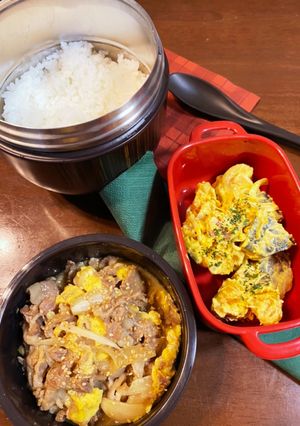 豚たま丼＆カボチャサラダ弁当-レシピのメイン写真