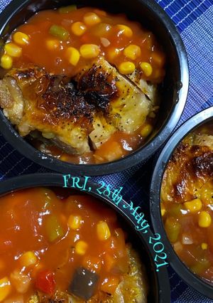 グリルチキンのトマトソース丼弁当-レシピのメイン写真