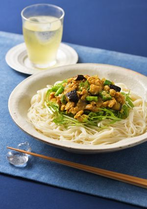なすとオクラのキーマカレー温麺-レシピのメイン写真