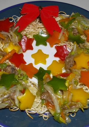揚げない素麺で～クリスマスリース～-レシピのメイン写真