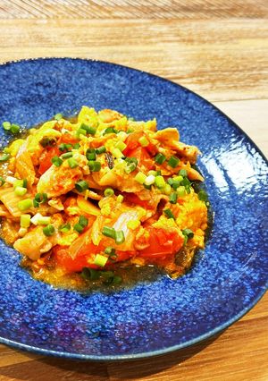豚肉とトマトのキムチ卵とじ-レシピのメイン写真