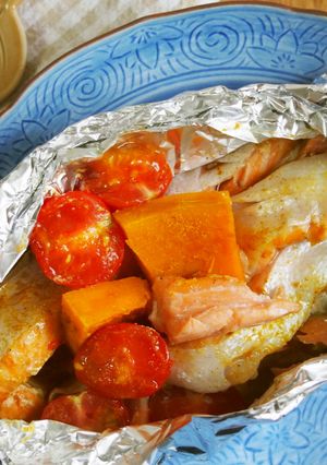 鮭のホイル焼き♪カレー粉風味で♪-レシピのメイン写真