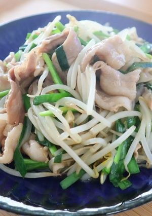 豚バラのさっぱりにらもやしポン酢炒め-レシピのメイン写真