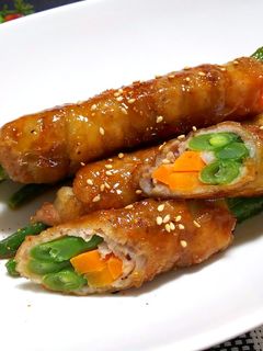 いんげんと人参の豚バラ巻き の 照り焼き-レシピのメイン写真