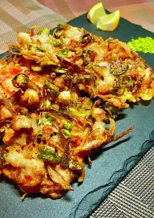 肉と獅子唐と桜エビと玉葱のかき揚げ-レシピのメイン写真