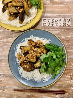 なすとひき肉のピリ辛そうめん-レシピのメイン写真