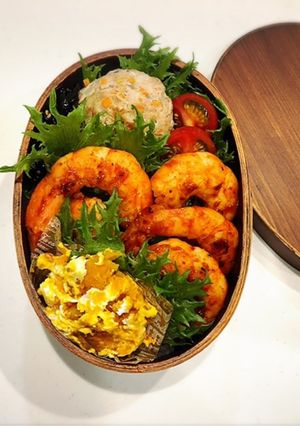 のっけ弁当(海老のソテー)-レシピのメイン写真