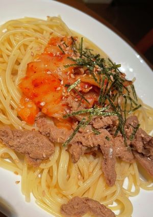 凄旨キムチと大豆のお肉のっけパスタ-レシピのメイン写真