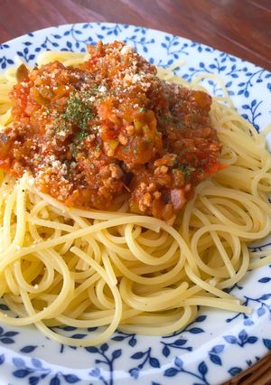 「なす」はどこ行った？ミートソースパスタ-レシピのメイン写真