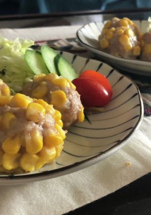 レンチンで簡単！肉団子のコーン蒸し-レシピのメイン写真