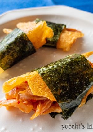 簡単おつまみ!チーズ煎餅の本技キムチ巻き-レシピのメイン写真