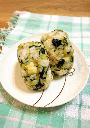 冷めても美味しい水菜とジャコのおにぎり-レシピのメイン写真