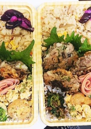 【夫婦弁当57】豚肉のお焼きとエビ卵-レシピのメイン写真