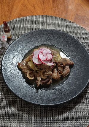 ラムとマッシュルームとミョウガの塩麹炒め-レシピのメイン写真
