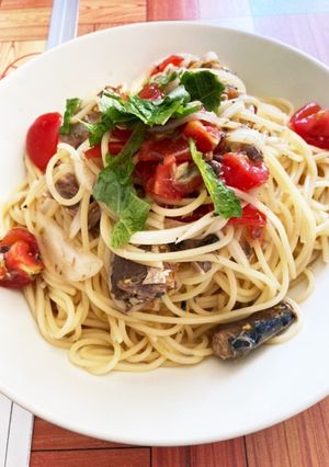 トマトとサバ缶のさっぱりパスタ-レシピのメイン写真