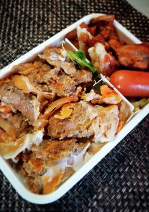 イカ墨ヒレかつで、おじさんカツ丼弁当！-レシピのメイン写真
