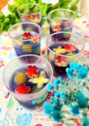 簡単涼しげ♡バタフライピーフルーツゼリー-レシピのメイン写真