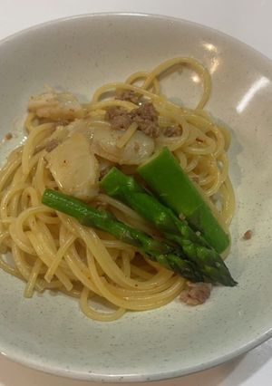アスパラ肉と帆立のバターペペロンチーノ風-レシピのメイン写真