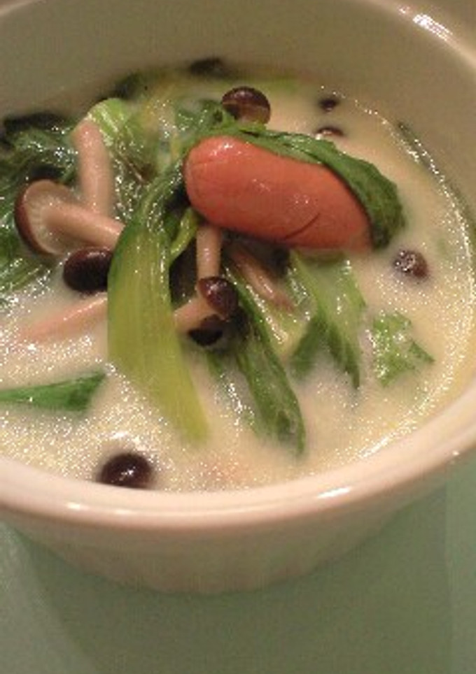 青梗菜とソーセージのミルクスープ-レシピのメイン写真