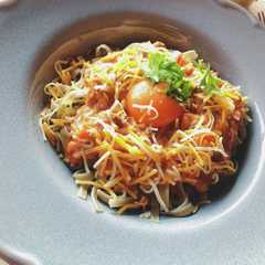รูปของ ミートソースのリメイクパスタ！