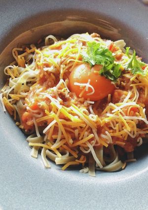 ミートソースのリメイクパスタ！-レシピのメイン写真
