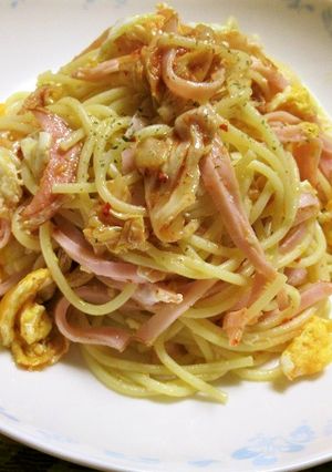 本技キムチとハムの簡単パスタ-レシピのメイン写真