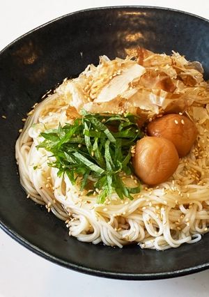 ごま油☆ぶっかけ素麺(梅しそ・かつお節)-レシピのメイン写真