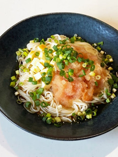 ごま油☆ぶっかけ素麺(明太子・チーズ)-レシピのメイン写真