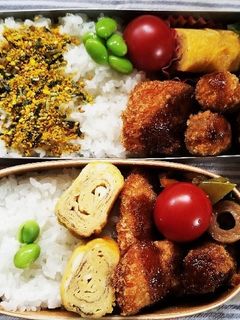 鮭フライ&カツ弁当(5.31)-レシピのメイン写真