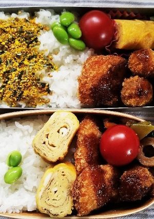 鮭フライ&カツ弁当(5.31)-レシピのメイン写真