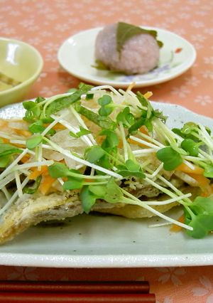 鯵の唐揚げ野菜のせ（透析食）-レシピのメイン写真