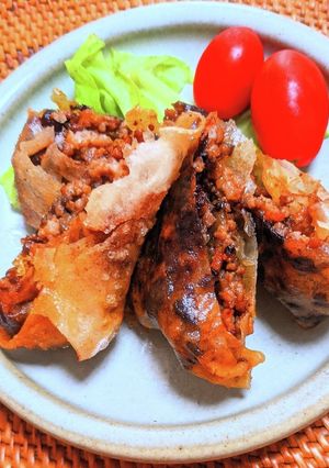 茄子そぼろの春巻き-レシピのメイン写真