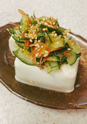 香味野菜たっぷりのきゅうりの梅和え♪冷奴-レシピのメイン写真