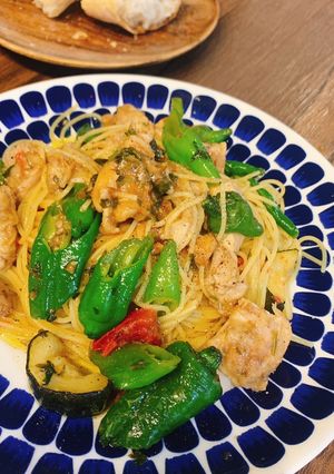 チキンローストと甘長とうがらしのパスタ-レシピのメイン写真