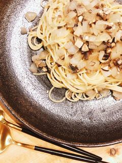 マッシュルームと玉ねぎのアンチョビパスタ-レシピのメイン写真