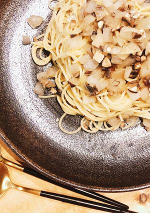 マッシュルームと玉ねぎのアンチョビパスタ-レシピのメイン写真