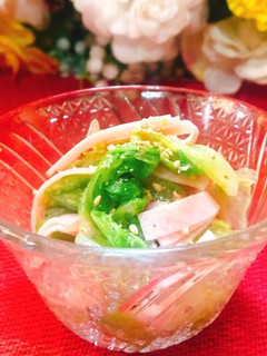 止まらない〜レタスとハムの柚子胡椒和え-レシピのメイン写真