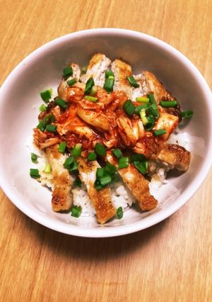 からしトンテキとキムチの腸活どんぶり-レシピのメイン写真
