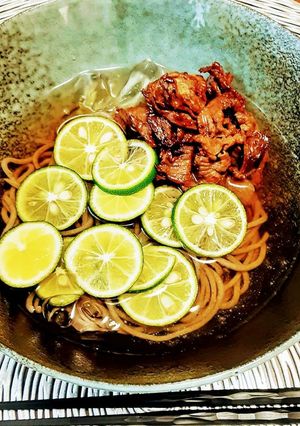 夏だ！簡単！すだち牛肉冷やし蕎麦-レシピのメイン写真