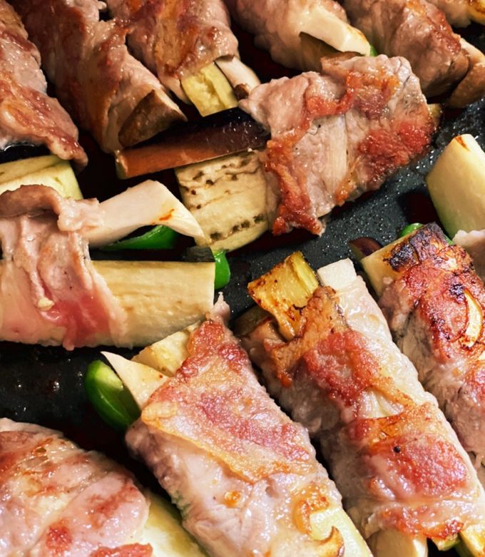 しゃぶ肉で野菜巻き焼き　色々ソースも！-レシピのメイン写真