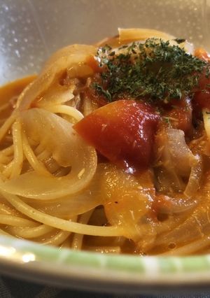 新玉ねぎとトマト、ツナのパスタ-レシピのメイン写真