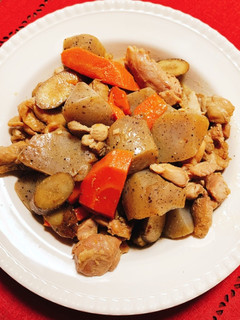 鶏もも肉と根菜類とこんにゃくの煮物-レシピのメイン写真