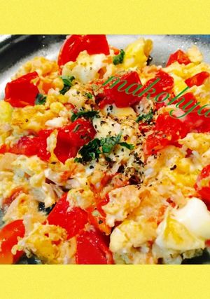お魚簡単　キレイ☆ツナ缶トマトと卵のスクランブル-レシピのメイン写真