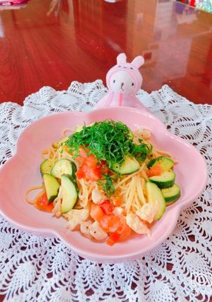 ズッキーニとトマトの味噌パスタ♡-レシピのメイン写真